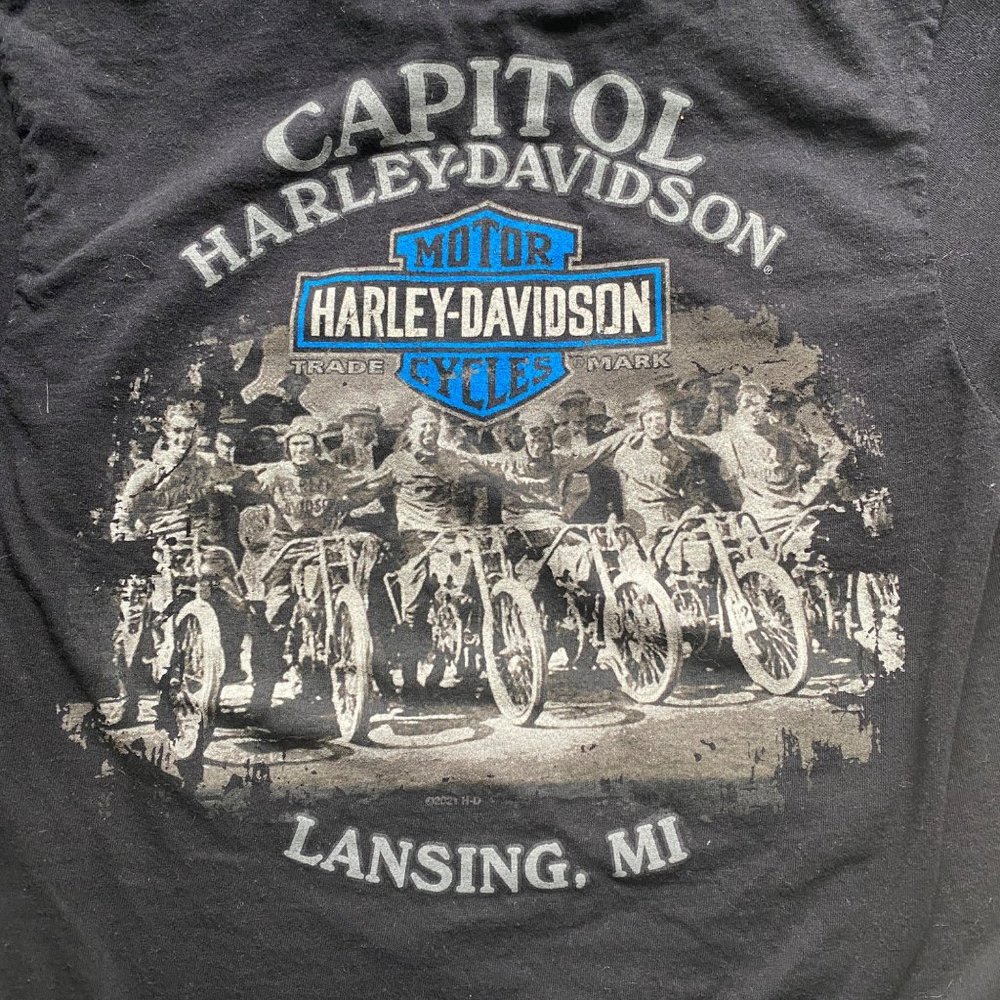 Harley Davidson black t-shirt capital Lansing vintage bikes freedom Men's Small